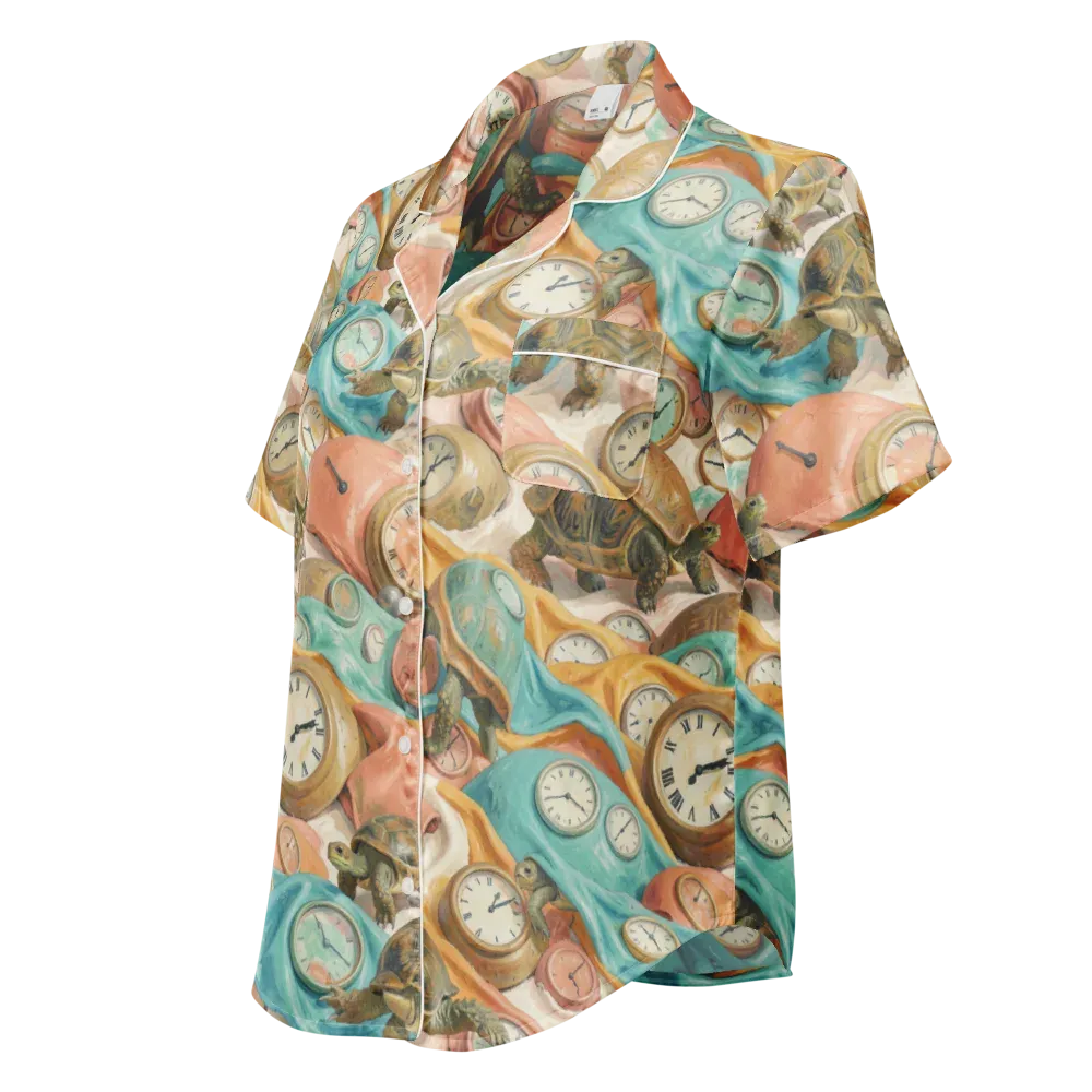 Tortoise O’clock on Women's Short Sleeve Pajama Top — Left Front