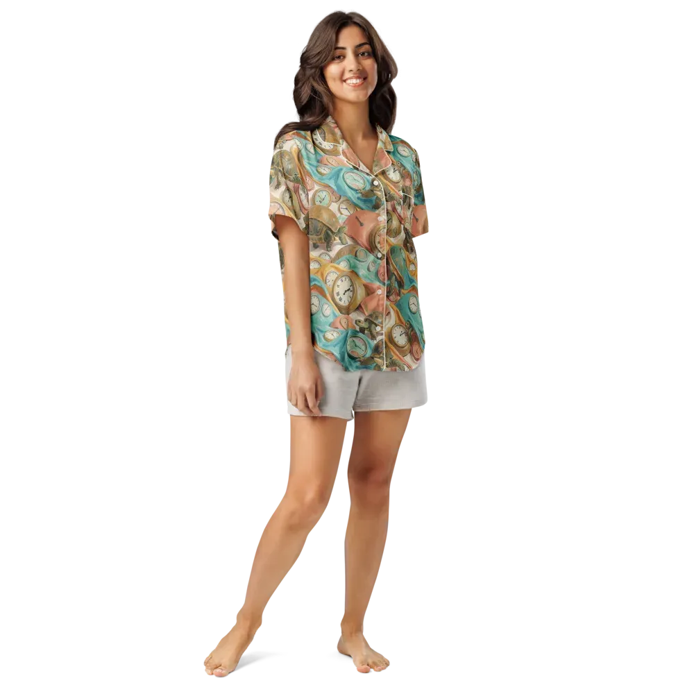 Tortoise O’clock on Women's Short Sleeve Pajama Top — Front
