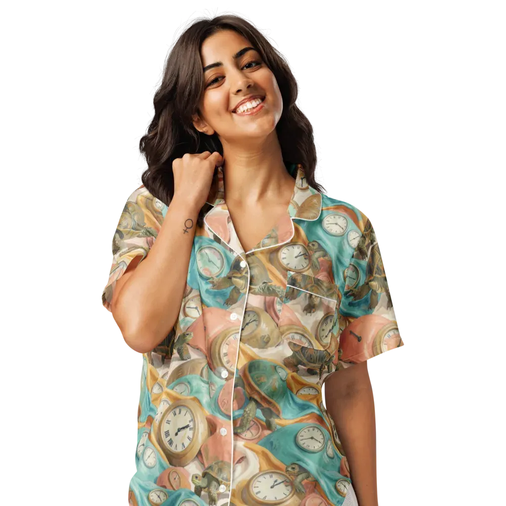 Tortoise O’clock on Women's Short Sleeve Pajama Top — Front