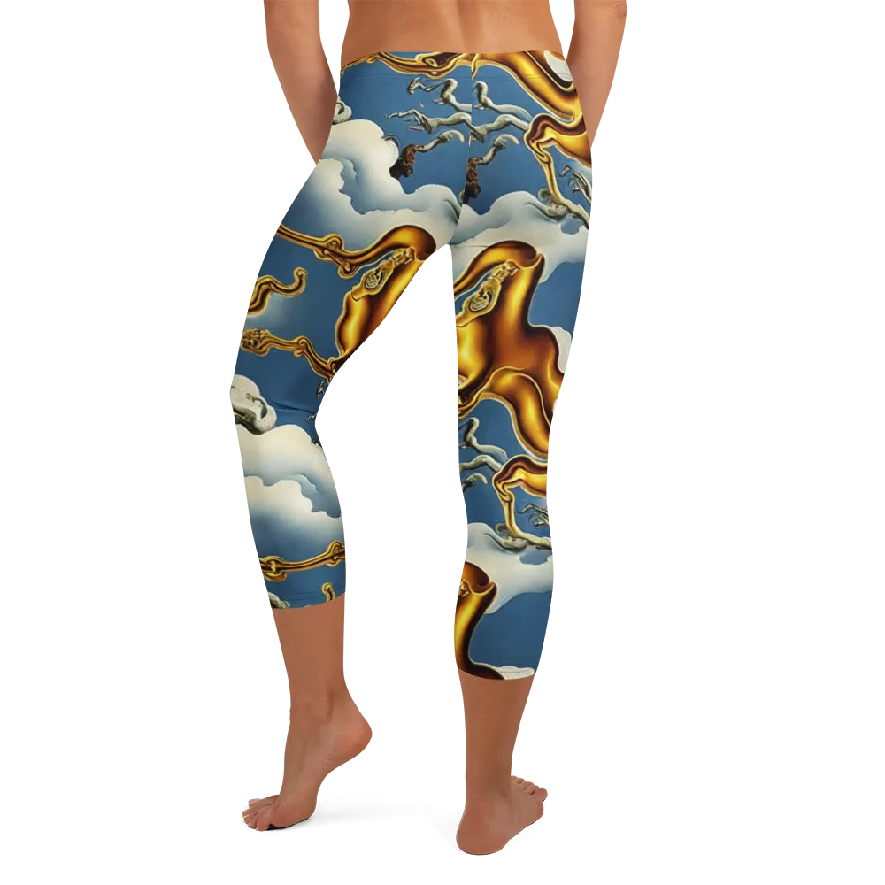 Gilded Cloud Serpents on Capri Leggings — Back