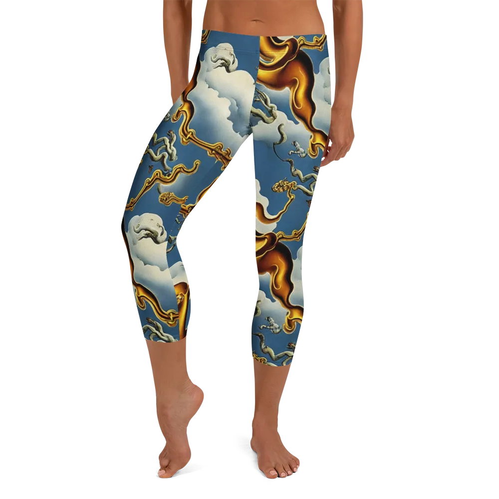 Gilded Cloud Serpents on Capri Leggings — Front