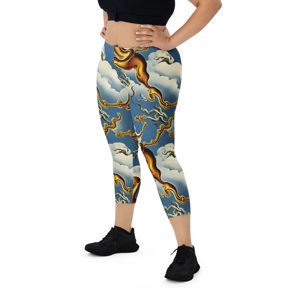 Gilded Cloud Serpents on Capri Leggings — Front