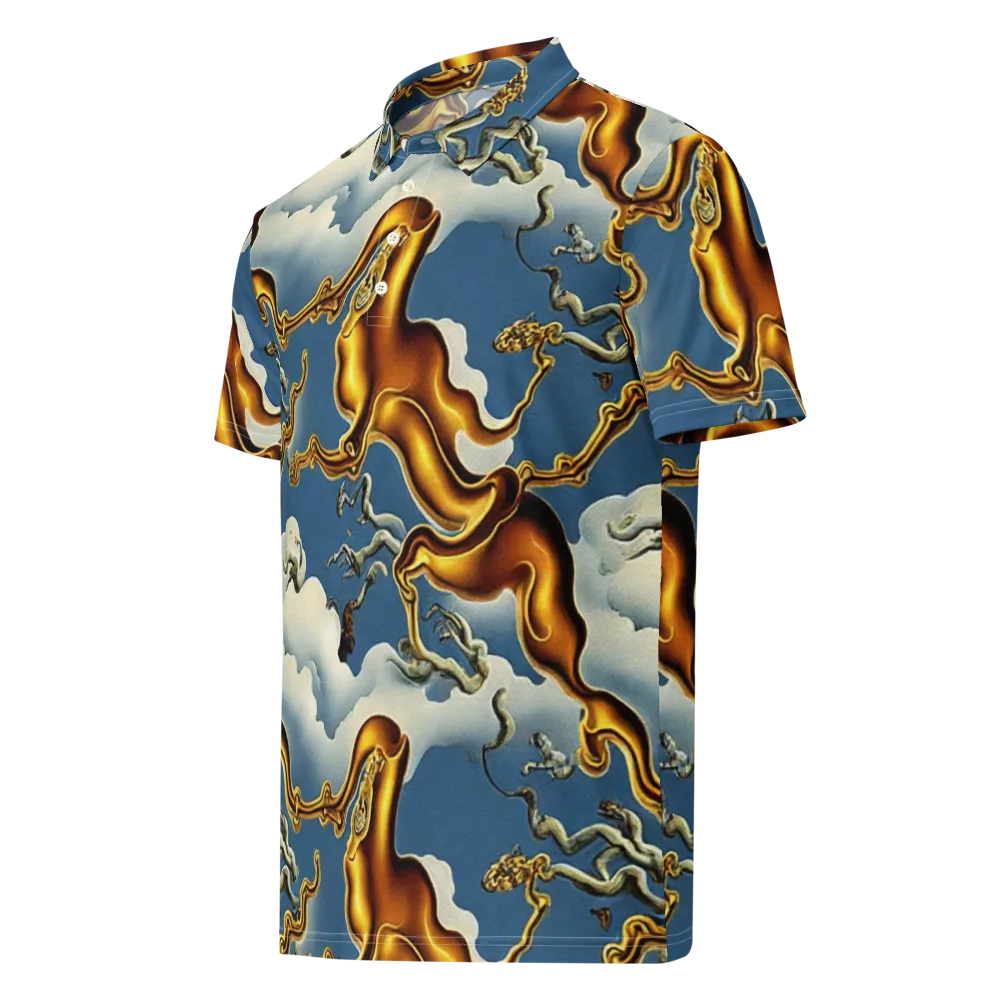 Gilded Cloud Serpents on Men's Slim Fit Polo Shirt — Left Front