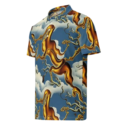 Gilded Cloud Serpents on a Men's Slim Fit Polo Shirt