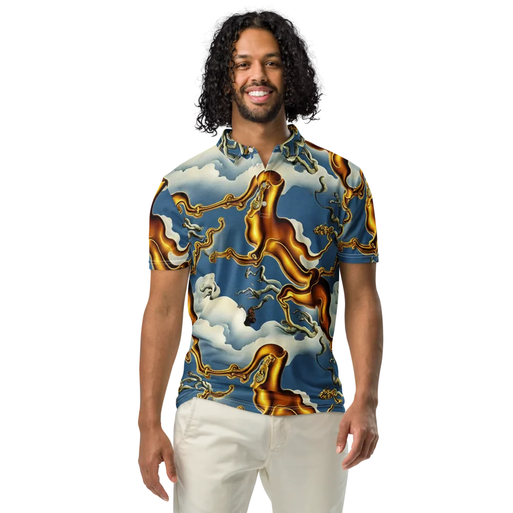 Gilded Cloud Serpents on Men's Slim Fit Polo Shirt — Front