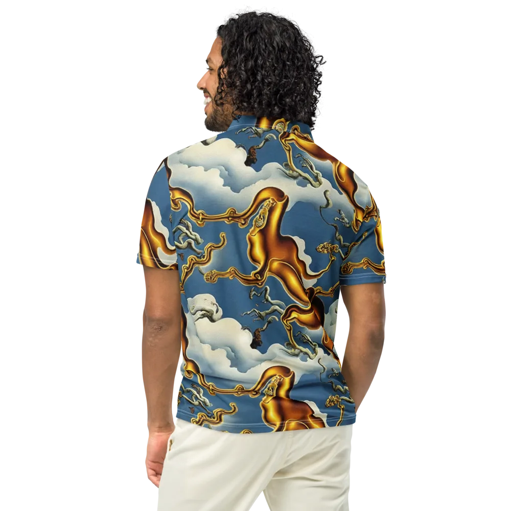 Gilded Cloud Serpents on Men's Slim Fit Polo Shirt — Back