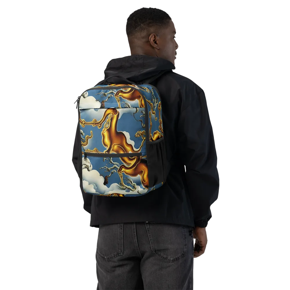 Gilded Cloud Serpents on Utility Backpack — Back
