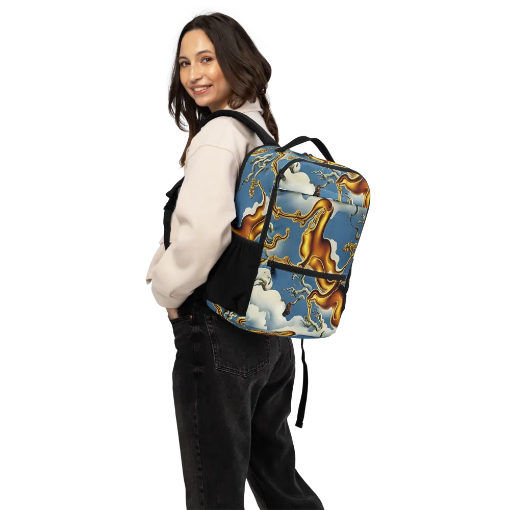 Gilded Cloud Serpents on Utility Backpack — Back