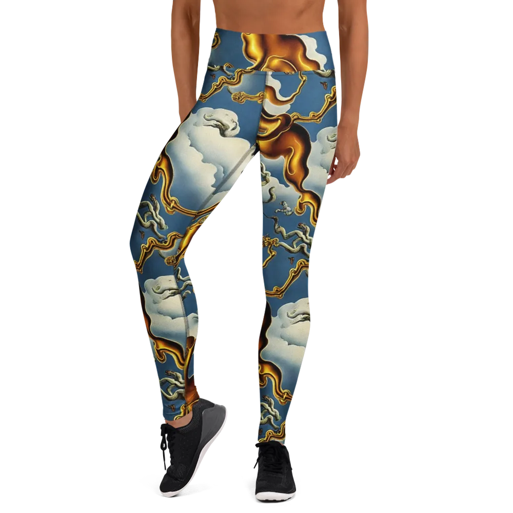 Gilded Cloud Serpents on Yoga Leggings — Front
