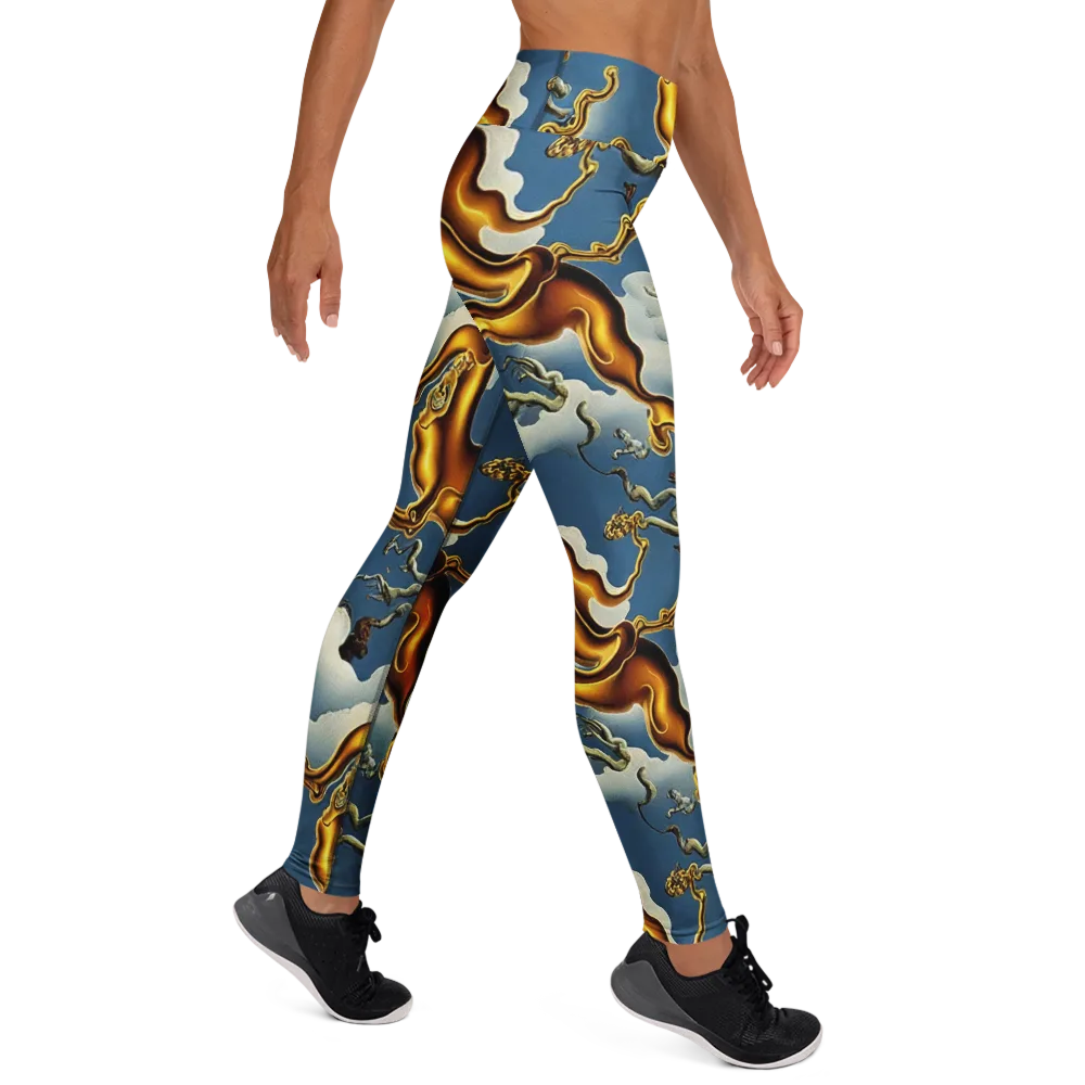 Gilded Cloud Serpents on Yoga Leggings — Right