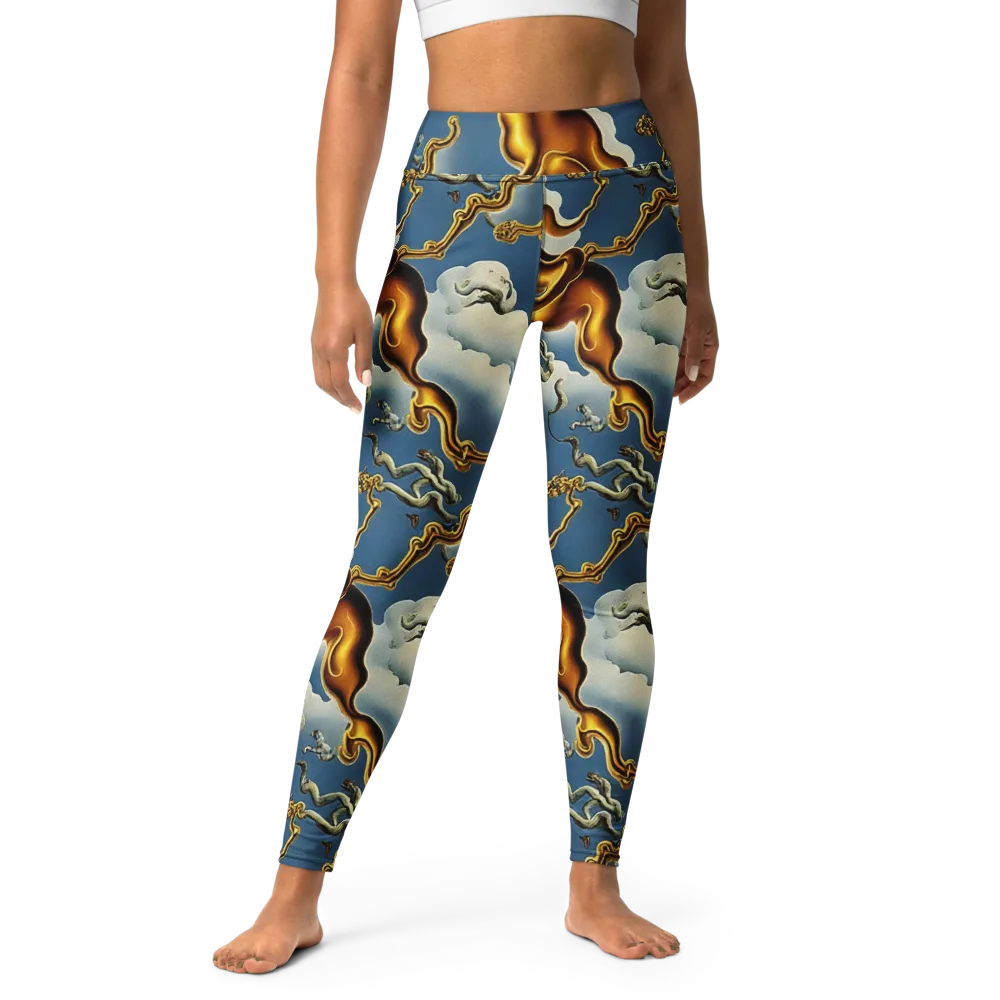 Gilded Cloud Serpents on Yoga Leggings — Front