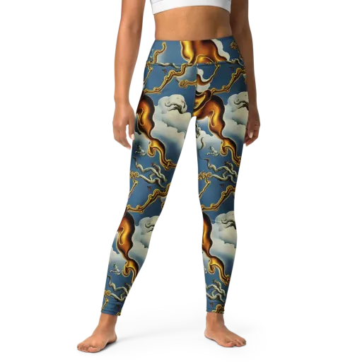 Gilded Cloud Serpents on a Yoga Leggings