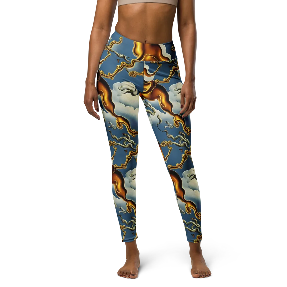 Gilded Cloud Serpents on Yoga Leggings — Front
