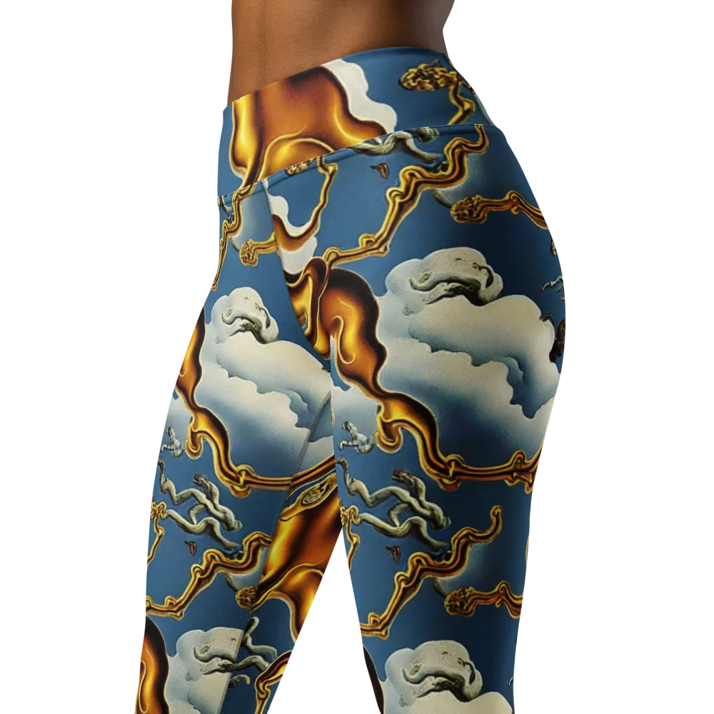 Gilded Cloud Serpents on Yoga Leggings — Left Front