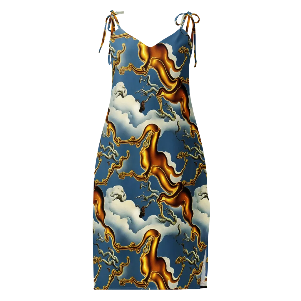 Gilded Cloud Serpents on Slip Dress — Front
