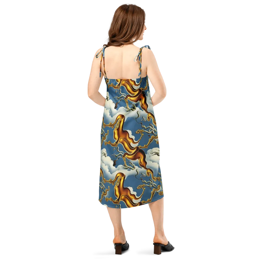 Gilded Cloud Serpents on Slip Dress — Back