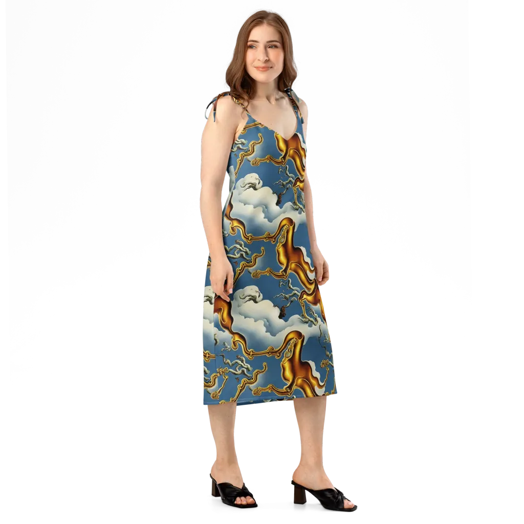 Gilded Cloud Serpents on Slip Dress — Right Front