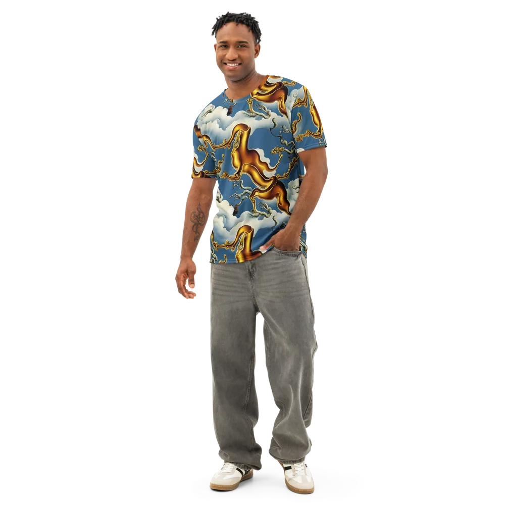 Gilded Cloud Serpents on Men's Cotton Crew Neck T-Shirt — Front