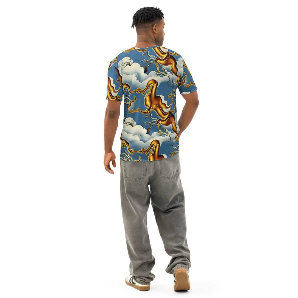 Gilded Cloud Serpents on Men's Cotton Crew Neck T-Shirt — Back