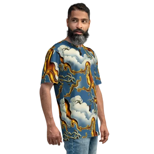 Gilded Cloud Serpents on a Men's Crew Neck T-Shirt