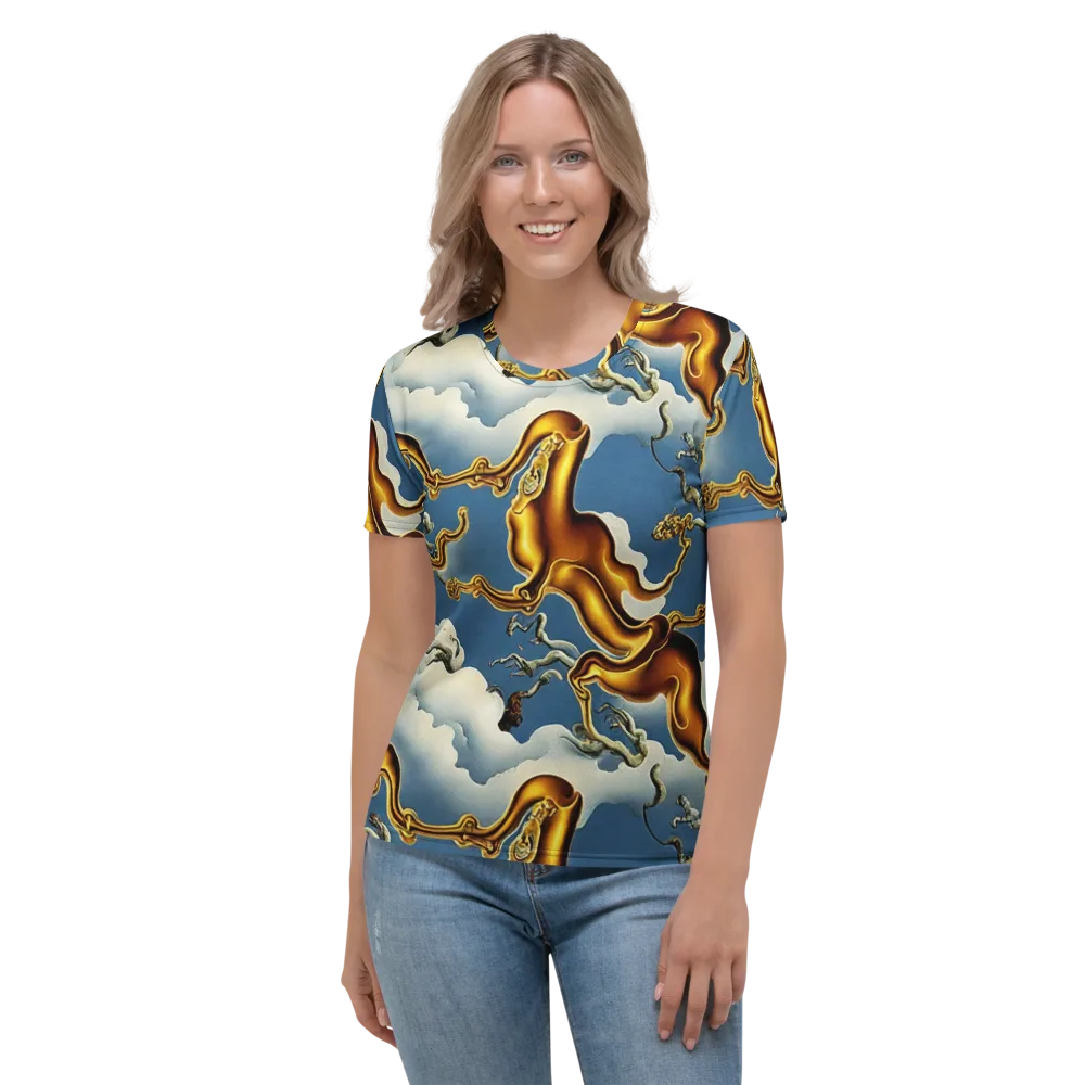Gilded Cloud Serpents on Women's Crew Neck T-Shirt — Front