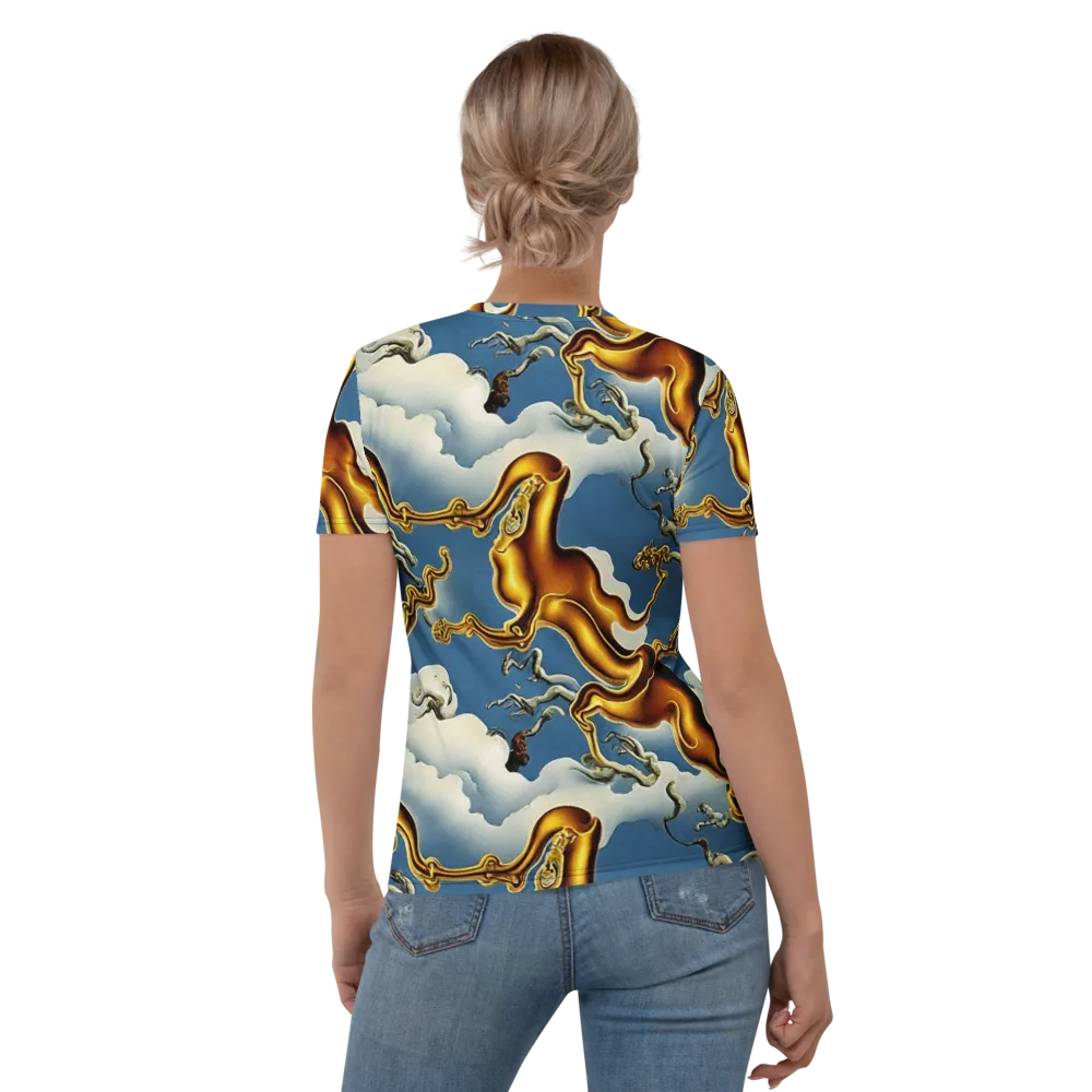 Gilded Cloud Serpents on Women's Crew Neck T-Shirt — Back