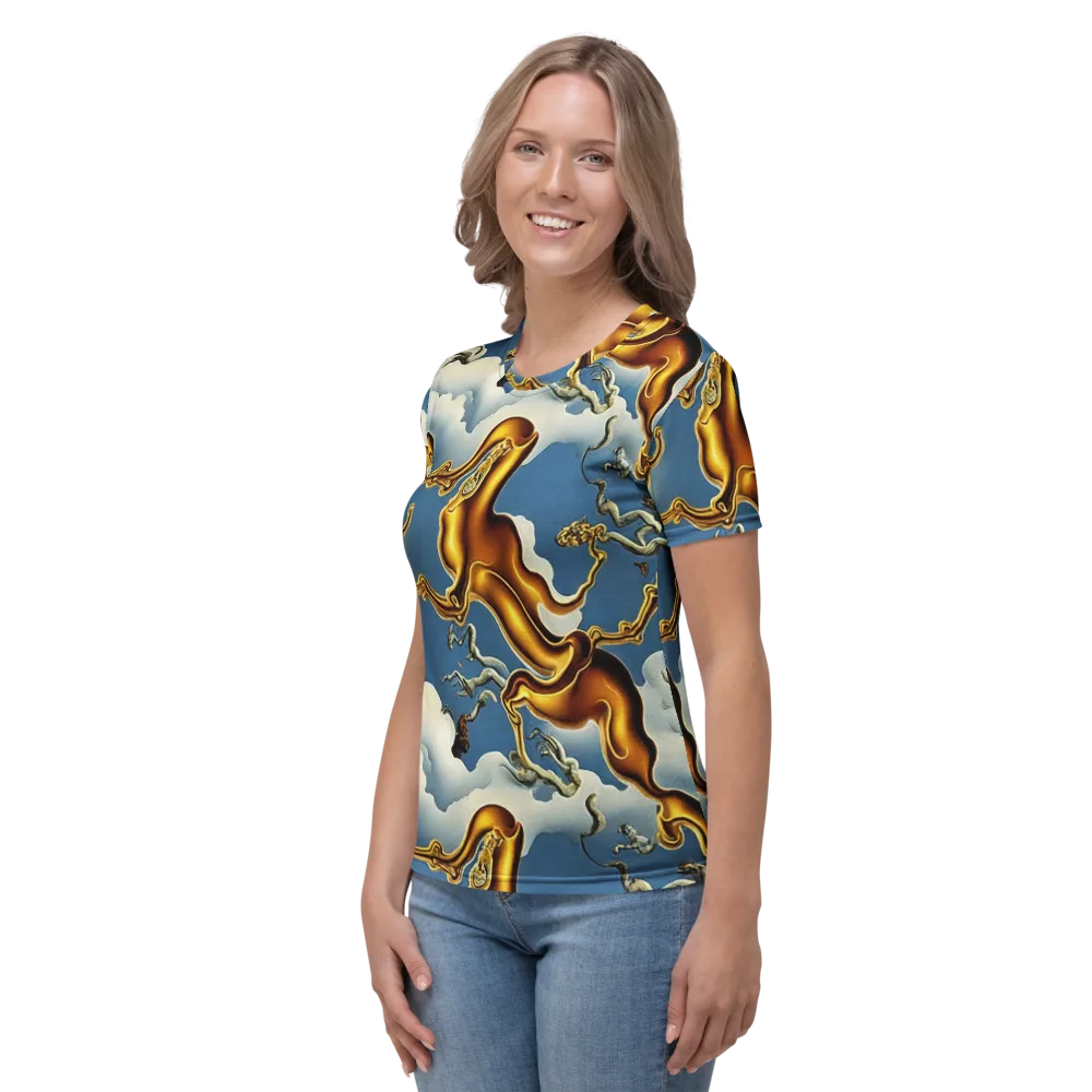 Gilded Cloud Serpents on Women's Crew Neck T-Shirt — Left