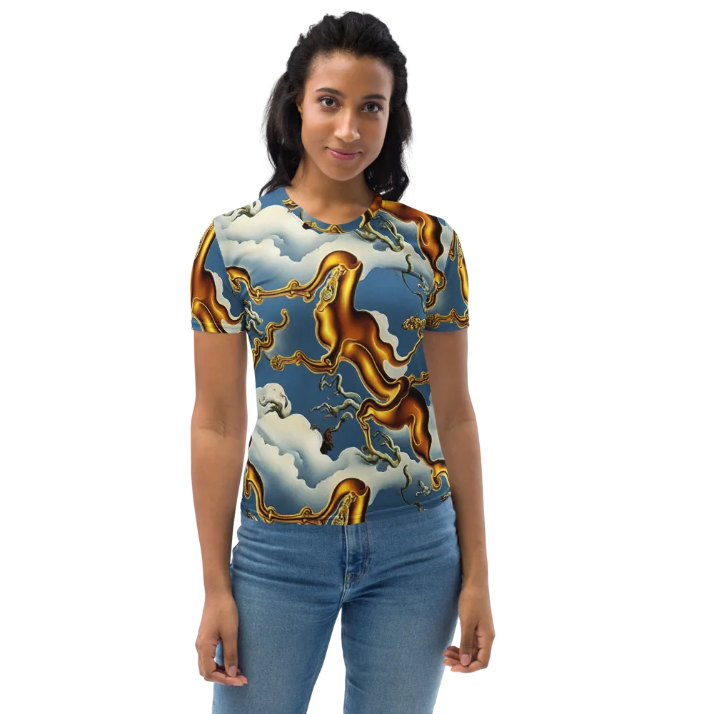 Gilded Cloud Serpents on Women's Crew Neck T-Shirt — Front
