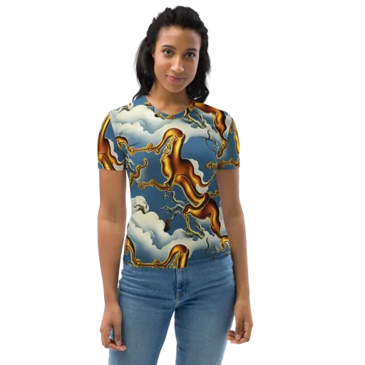 Gilded Cloud Serpents on a Women's Crew Neck T-Shirt