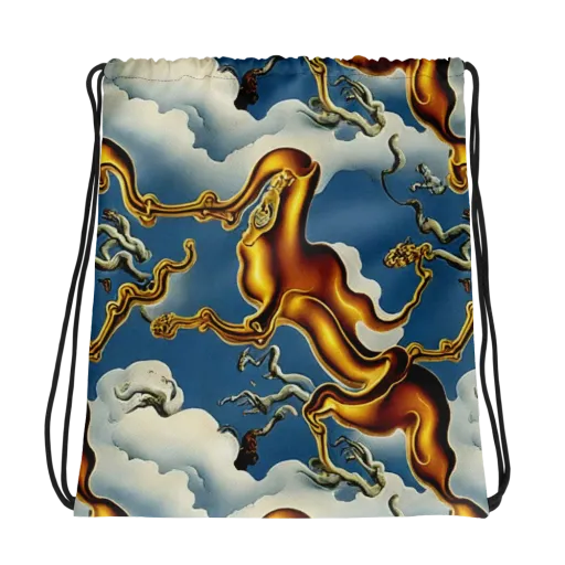 Gilded Cloud Serpents on a Drawstring Bag