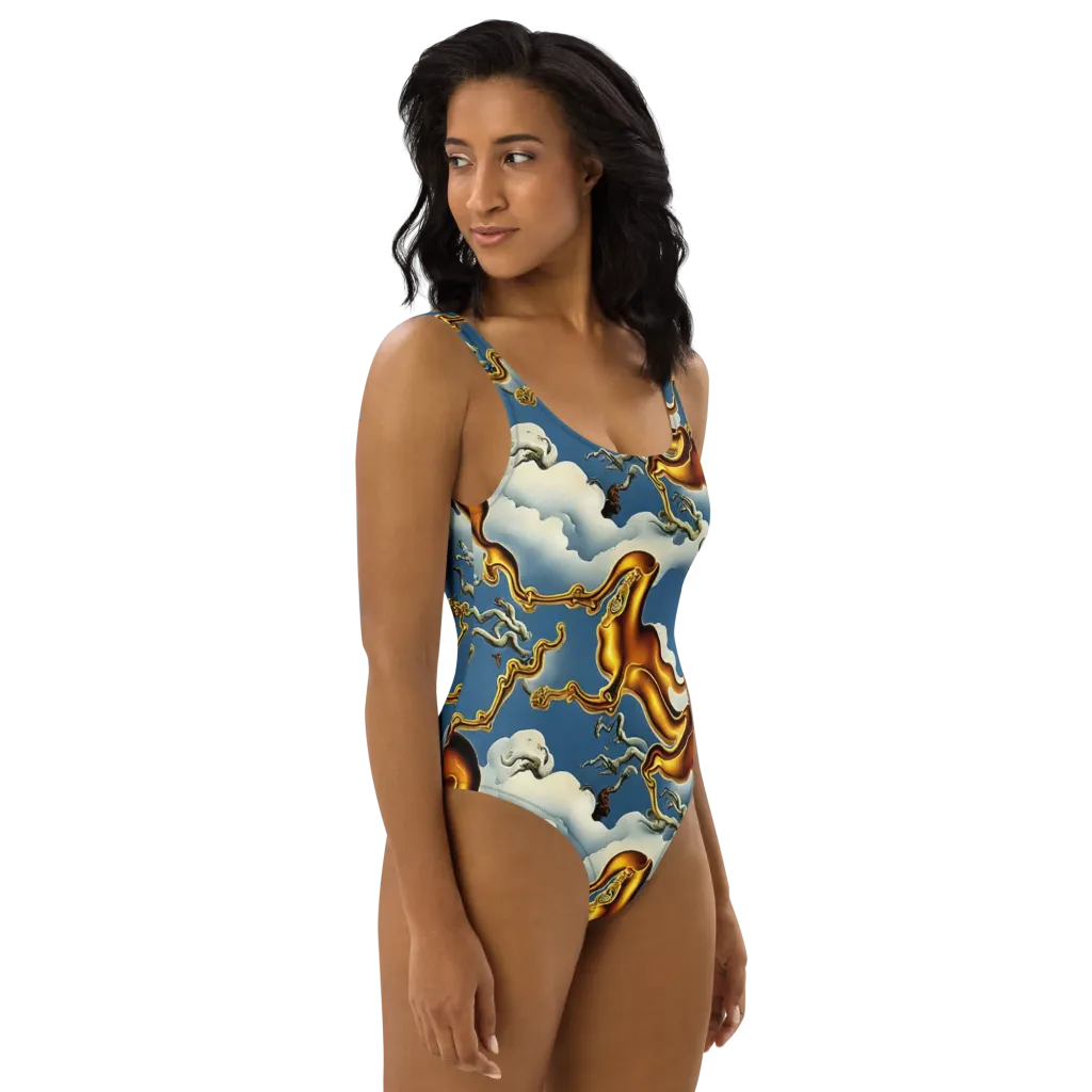 Gilded Cloud Serpents on One-Piece Swimsuit — Right