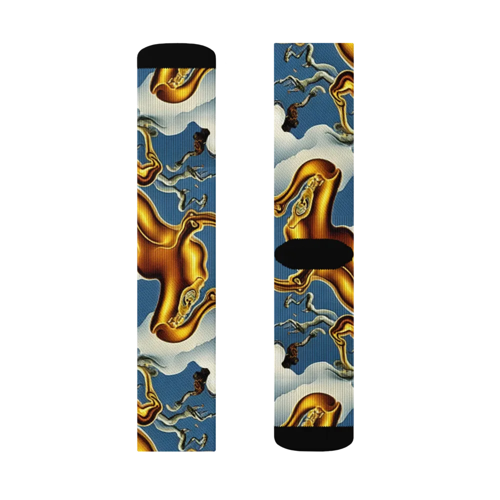 Gilded Cloud Serpents on Socks — Left Sock