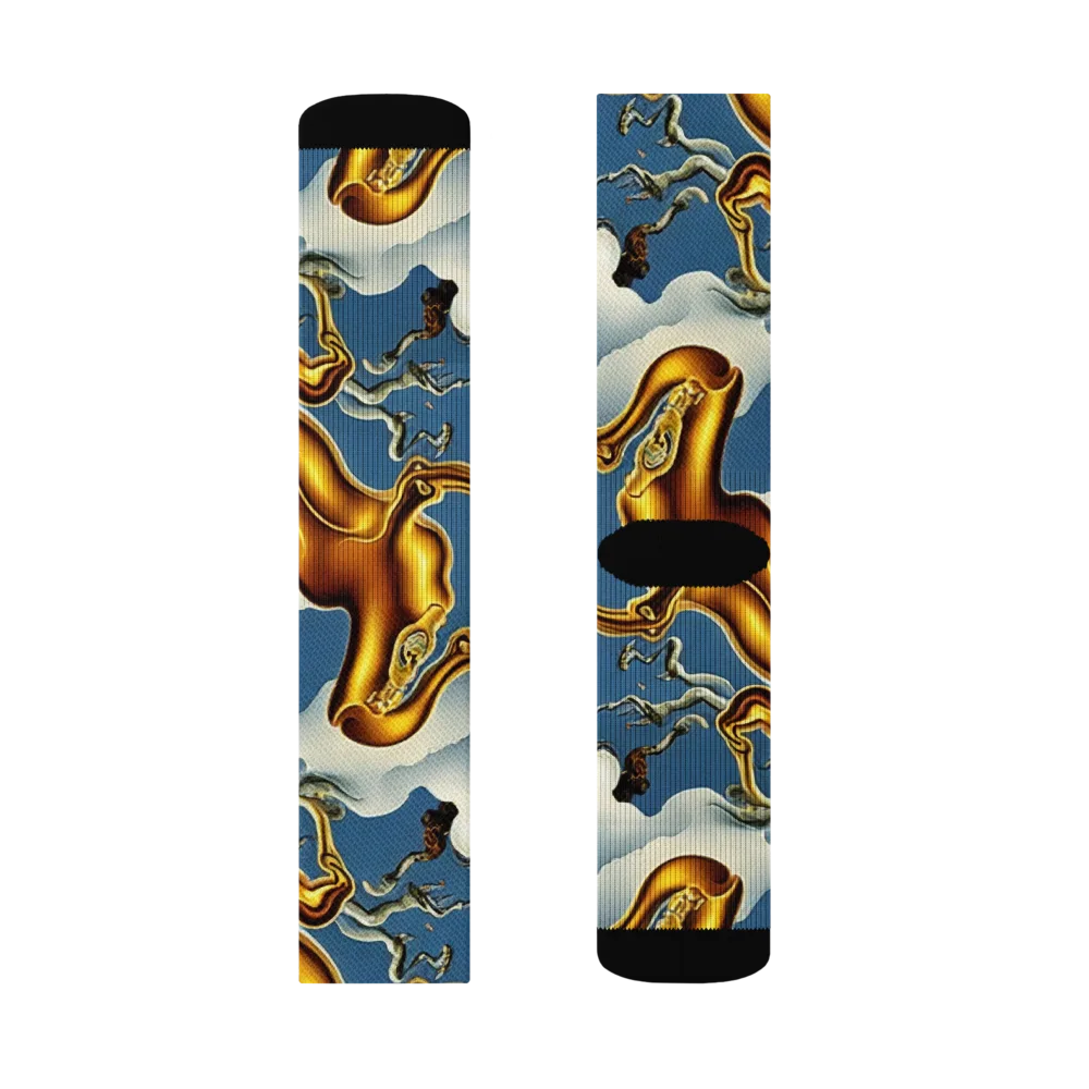 Gilded Cloud Serpents on Socks — Right Sock