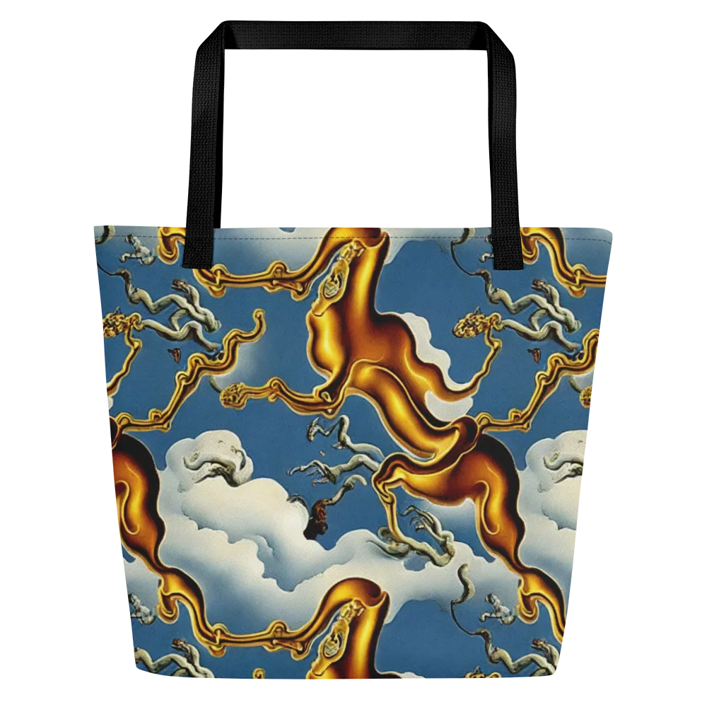 Gilded Cloud Serpents on Large Tote Bag W/ Pocket — Front