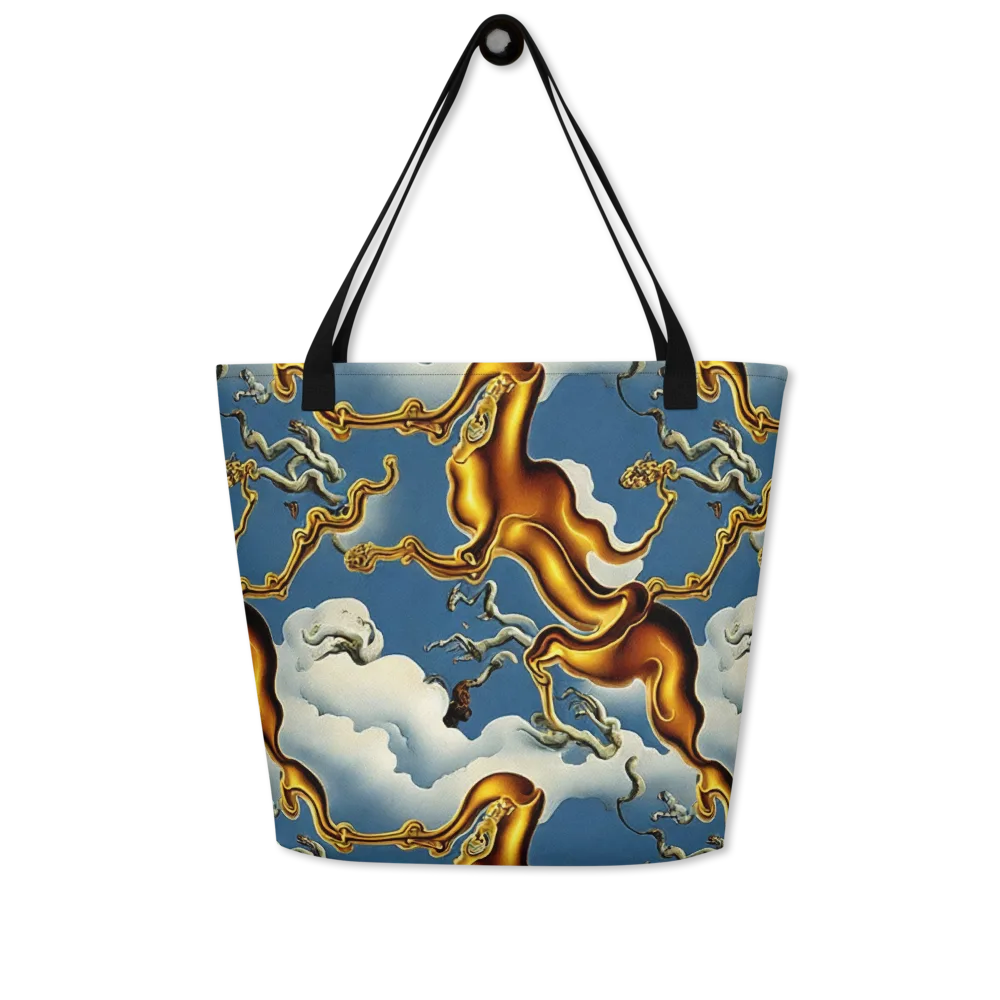Gilded Cloud Serpents on Large Tote Bag W/ Pocket — Front