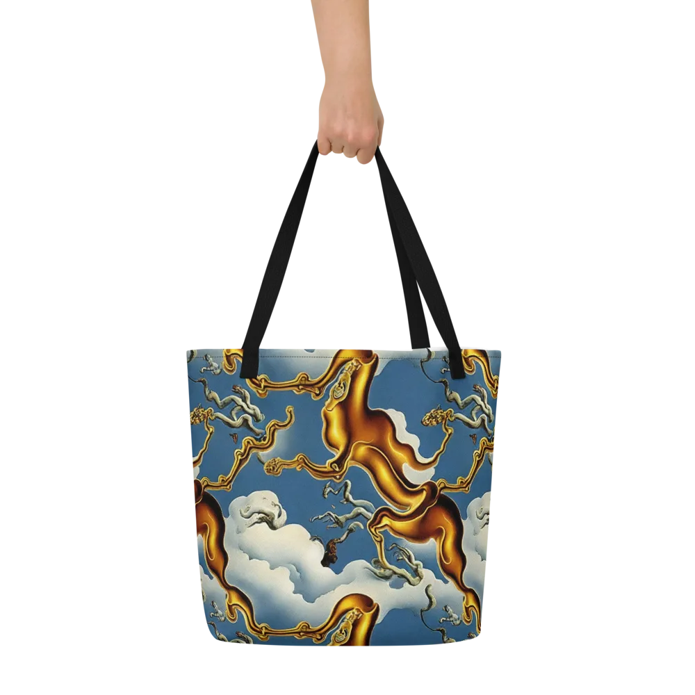 Gilded Cloud Serpents on Large Tote Bag W/ Pocket — Front