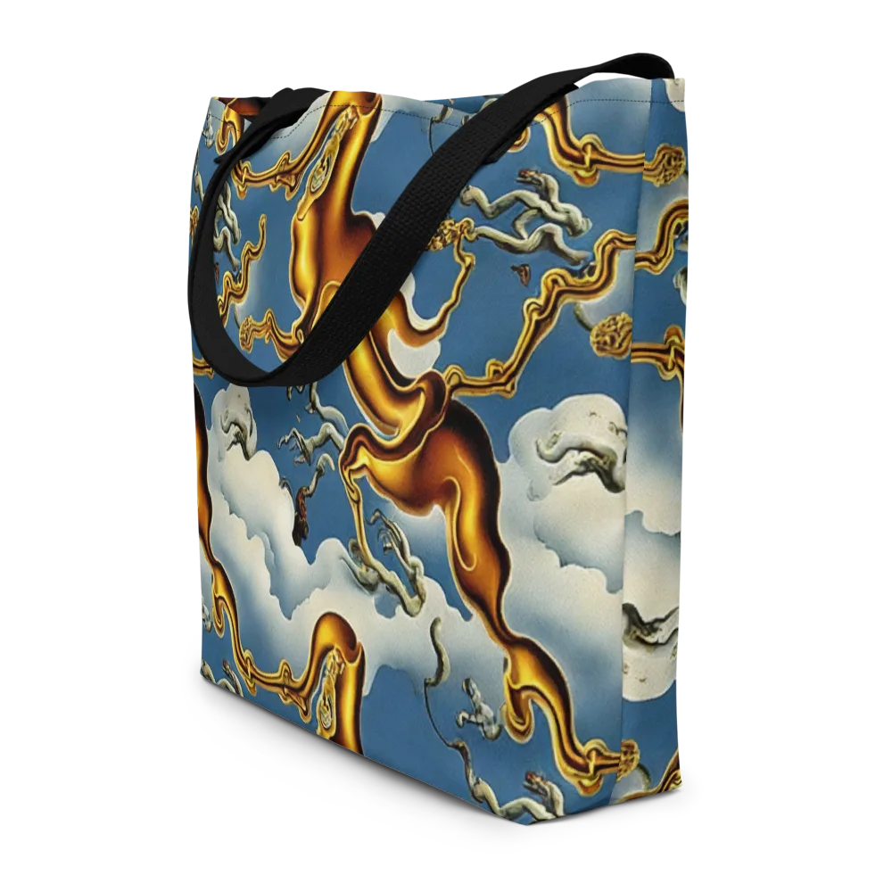 Gilded Cloud Serpents on Large Tote Bag W/ Pocket — Front