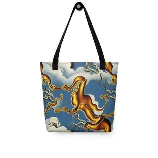 Gilded Cloud Serpents on a Tote Bag