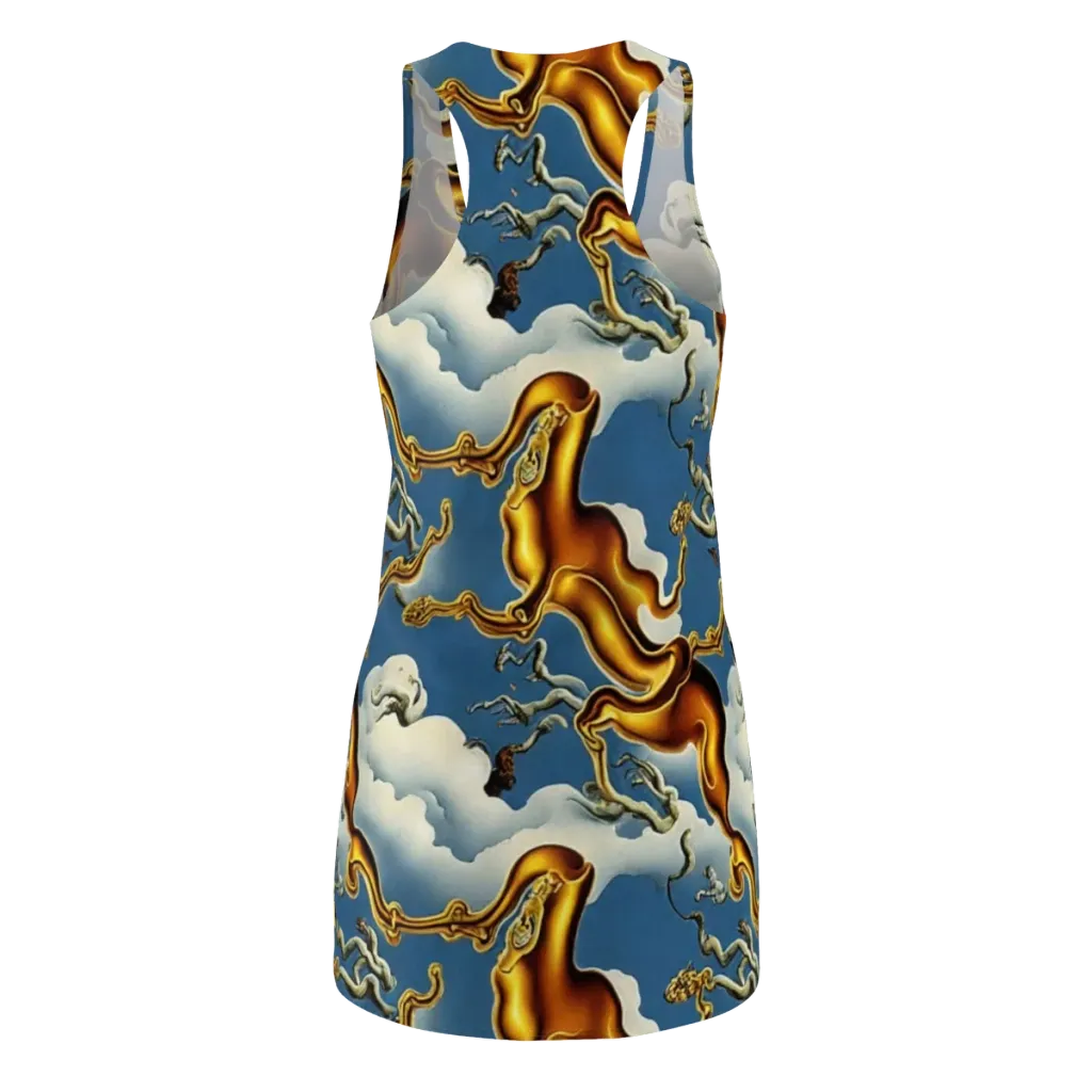 Gilded Cloud Serpents on Racerback Dress — Back