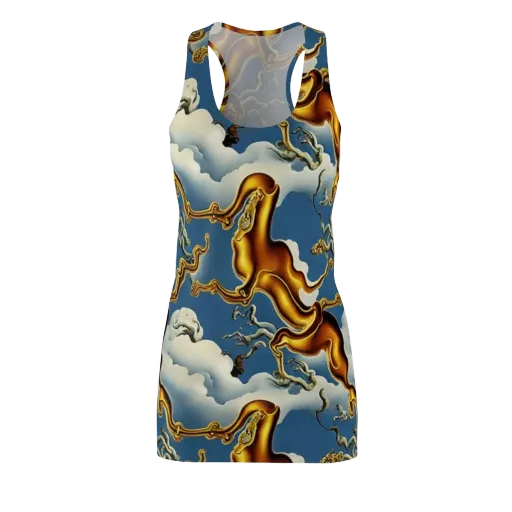 Gilded Cloud Serpents on a Racerback Dress