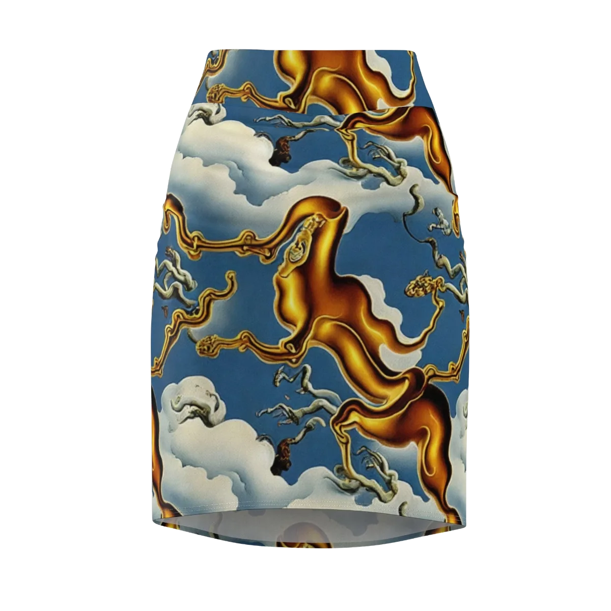 Gilded Cloud Serpents on Pencil Skirt — Front