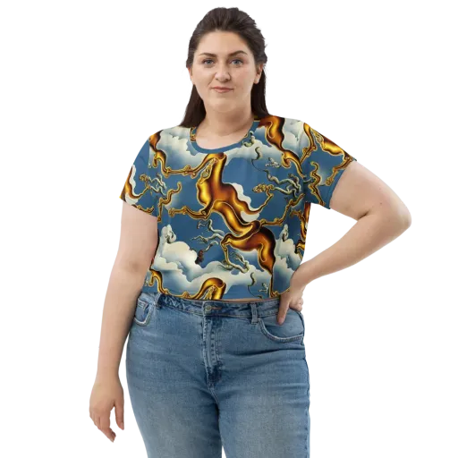 Gilded Cloud Serpents on a Crop Tee