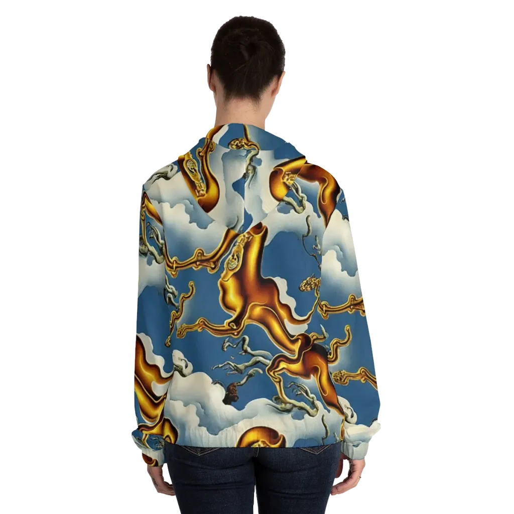 Gilded Cloud Serpents on Women's Full-Zip Hoodie — Back On Person