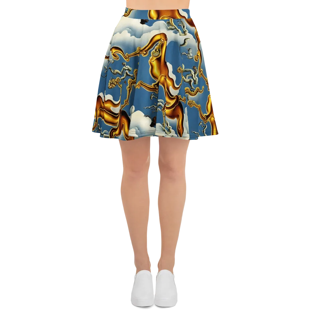 Gilded Cloud Serpents on Skater Skirt — Front