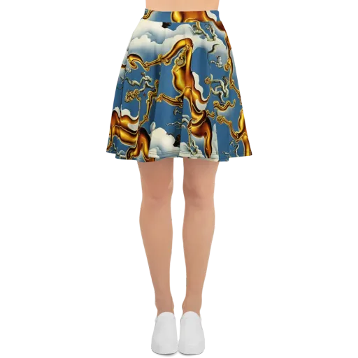 Gilded Cloud Serpents on a Skater Skirt
