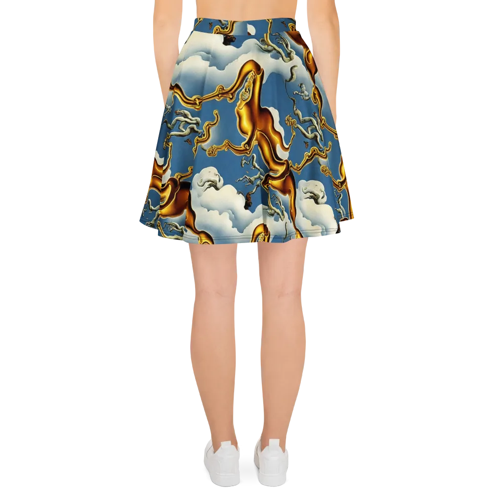 Gilded Cloud Serpents on Skater Skirt — Back