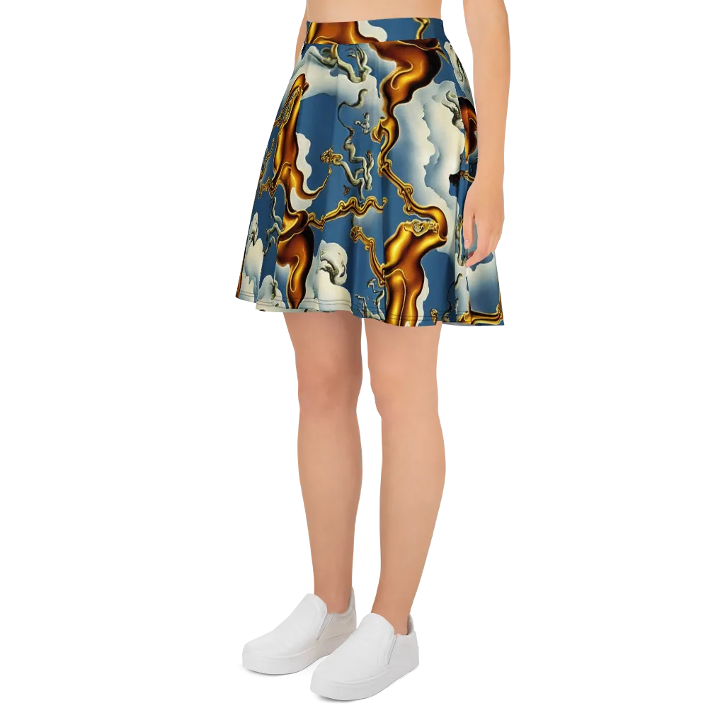 Gilded Cloud Serpents on Skater Skirt — Left