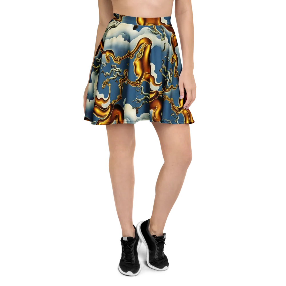 Gilded Cloud Serpents on Skater Skirt — Front