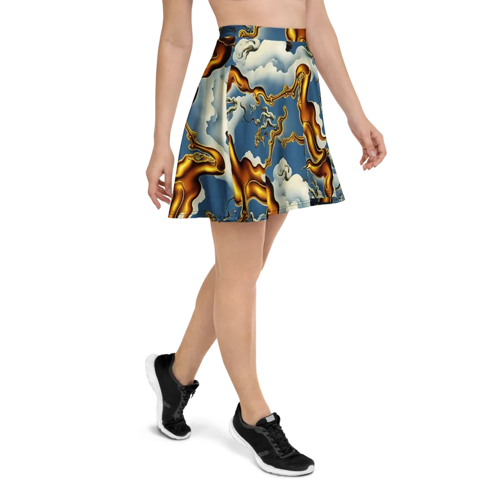 Gilded Cloud Serpents on Skater Skirt — Right