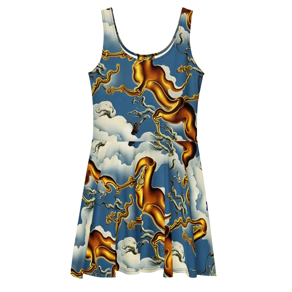 Gilded Cloud Serpents on Skater Dress — Front